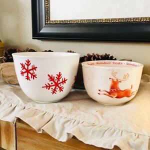 Hallmark reindeer Christmas Bowls snowflake winter holiday candy kitchen…